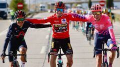 Richard Carapaz, Primoz Roglic y Hugh Carthy, podio de La Vuelta
 PHOTO GOMEZ SPORT
 08/11/2020