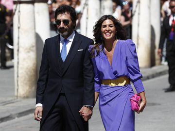 Presenter Nuria Roca and husband Juan del Val during the wedding of Sergio Ramos and Pilar Rubio in Seville on Saturday, 15 June 2019.