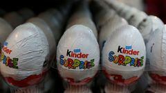 FILE PHOTO: Kinder Surprise chocolate eggs, a brand of Italian confectionary group Ferrero, are seen on display in a supermarket in Islamabad, Pakistan July 18, 2017.  REUTERS/Caren Firouz/File Photo