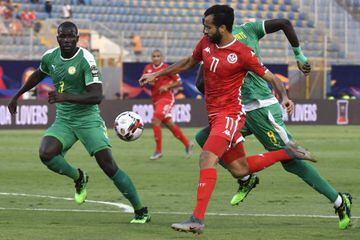 Tunisia's forward Taha Yassine in action against Senegal