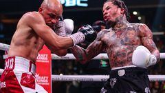 Hector Luis Garcia is retired on his stool as Gervonta Davis retains the WBA Lightweight title and remains undefeated in a fight that sets up a unification