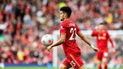 LIVERPOOL, ENGLAND - MAY 22: (THE SUN OUT, THE SUN ON SUNDAY OUT) Luis Diaz of Liverpool during the Premier League match between Liverpool and Wolverhampton Wanderers at Anfield on May 22, 2022 in Liverpool, England. (Photo by Andrew Powell/Liverpool FC via Getty Images)