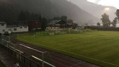 El encuentro del Bayer Leverkusen en Austria, tuvo que cancelarse a pocos minutos de haber arrancado por tormenta el&eacute;ctrica.