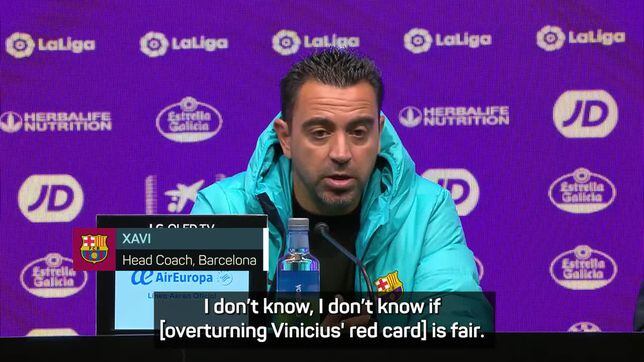 Xavi surprised Vinicius red card was overturned