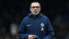 Maurizio Sarri, Manager of Chelsea during the Premier League match between Fulham FC and Chelsea FC at Craven Cottage