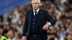 Real Madrid head coach Carlo Ancelotti  during the La Liga match between Real Madrid and Levante UD played at Santiago Bernabeu Stadium on May 12, 2022 in Madrid, Spain. (Photo by Ruben Albarran / Pressinphoto / Icon Sport)