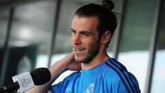 Bale speaks to the media before the Champions League final with Atletico Madrid.
