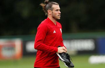 Bale, who has been ruled out of tonight's friendly in Cardiff, during Wales training.