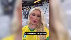 La novia de Militao la 'lía' así con la grada en el partido de Brasil: Karoline es una crack