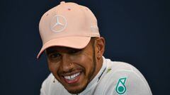 MONTE-CARLO, MONACO - MAY 27: Third place finisher Lewis Hamilton of Great Britain and Mercedes GP smiles in the post race press conference during the Monaco Formula One Grand Prix at Circuit de Monaco on May 27, 2018 in Monte-Carlo, Monaco.  (Photo by Da