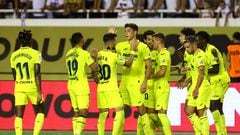 Zagreb (Croatia), 25/08/2022.- Players of Villarreal CF celebrate a goal during the UEFA Europa Conference League second leg play off match between HNK Hajduk and Villarreal CF, in Split, Croatia, 25 August 2022. (Croacia) EFE/EPA/STR
