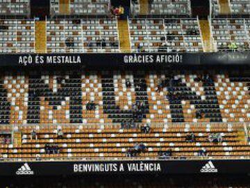 General view of the Empty Stadium during the Spanish Copa del Rey semi-final second leg match Valencia CF vs FC Barcelona at the Mestalla stadium 