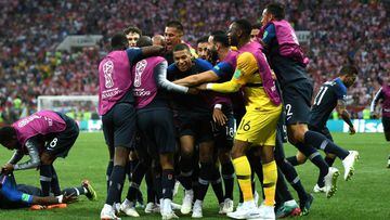 Mbapp&eacute; celebr&oacute; as&iacute; el cuarto gol de Francia.