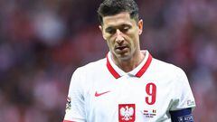 WARSAW, POLAND - JUNE 14: Robert Lewandowski of Poland during the UEFA Nations League League A Group 4 match between Poland and Belgium at PGE Narodowy on June 14, 2022 in Warsaw, Poland. (Photo by Robbie Jay Barratt - AMA/Getty Images)
