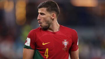 DOHA, QATAR - NOVEMBER 24: Ruben Dias of Portugal during the FIFA World Cup Qatar 2022 Group H match between Portugal and Ghana at Stadium 974 on November 24, 2022 in Doha, Qatar. (Photo by Julian Finney/Getty Images)