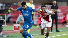 MONACO - (lr) Ismael Saibari of PSV Eindhoven, Ismail Jakobs of AS Monaco during the UEFA Champions League third qualifying round match between AS Monaco and PSV Eindhoven at Stade Louis II on August 2, 2022 in Monaco, Monaco. ANP SEBASTIEN NOGIER (Photo by ANP via Getty Images)