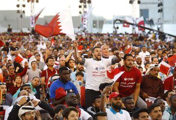 Qatari fans cheer after their national team won the final match against Japan during the 2019 AFC Asian Cup on February 1, 2019, in the Qatari capital Doha. 