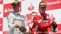 La carrera de Valencia en 2012 que gan&oacute; Alonso fue la &uacute;ltima vez que Schumacher pis&oacute; el caj&oacute;n, fue tercero.