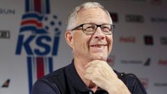  Iceland&#039;s coach Lars Lagerback during a news conference.  