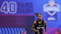 INDIANAPOLIS, INDIANA - MARCH 02: Xavier Worthy #WO40 of Texas participates in the 40-yard dash during the NFL Combine at Lucas Oil Stadium on March 02, 2024 in Indianapolis, Indiana.   Stacy Revere/Getty Images/AFP (Photo by Stacy Revere / GETTY IMAGES NORTH AMERICA / Getty Images via AFP)
