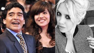 Imágenes de Maradona con su hija Giannina y de Wanda Nara, la mujer y representante del delantero argentino Mauro Icardi.