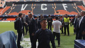 El jugador de la Juventus, Cristiano Ronaldo, en Mestalla.