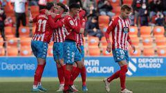 Los jugadores del Lugo celebrando un gol ante el Alcorc&oacute;n.