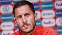01 September 2021, Estonia, Tallinn: Belgium&#039;s Eden Hazard attends a press conference of the Belgian national team ahead of Thursday&#039;s World Cup qualifier against Estonia. Photo: Bruno Fahy/BELGA/dpa 01/09/2021 ONLY FOR USE IN SPAIN