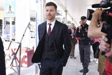 Xabi Alonso upon arrival in Madrid earlier.