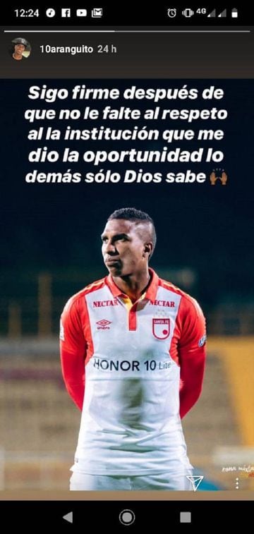 Johan Arango, jugador de Independiente Santa Fe.
