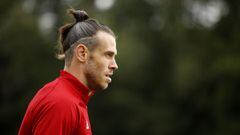 Gareth Bale, jugador del Real Madrid, durante un entrenamiento con la selecci&oacute;n de Gales.