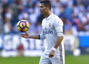Cristiano Ronaldo took the match ball in Vitoria on Saturday.