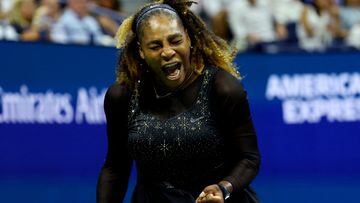 Serena Williams reacts during her second round match against Estonia's Anett Kontaveit.