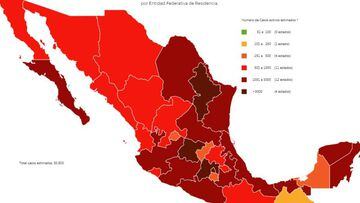 Mapa y casos de coronavirus en México por estados hoy 1 de agosto