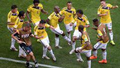 La Selecci&oacute;n Colombia celebra uno de los goles conseguidos en el Mundial de Brasil 2014. 