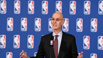 NEW YORK - SEPTEMBER 14: NBA Commissioner Adam Silver addresses the media during a press conference after the Board of Governors Meeting on September 14, 2022 at the St. Regis Hotel in New York City. NOTE TO USER: User expressly acknowledges and agrees that, by downloading and/or using this photograph, user is consenting to the terms and conditions of the Getty Images License Agreement.  Mandatory Copyright Notice: Copyright 2022 NBAE (Photo by David Dow/NBAE via Getty Images)