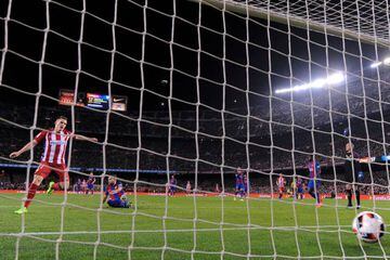 Gameiro scores the equaliser on the night in Barcelona.