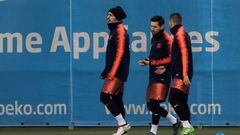 09/ 03/ 18 Entrenamiento FC Barcelona
 Luis Suarez (FC Barcelona), Lionel Messi (FC Barcelona) 