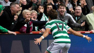 LIVINGSTON, SCOTLAND - OCTOBER 30: Celtic's Jota celebrates his goal to make it 3-0 during a cinch Premiership match between Livingston and Celtic at the Tony Macaroni Arena, on October 30, 2022, in Livingston, Scotland.  (Photo by Alan Harvey/SNS Group via Getty Images)