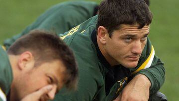 South African captain Joost Van Der Westhuizen (right) pictured in 1999.