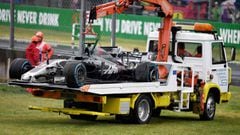 El Haas de Grosjean, accidentado en Monza. 