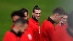 CARDIFF, WALES - MARCH 21:  Wales player Gareth Bale during a Wales Open Training session ahead of their World Cup Qualifier against the Republic of Ireland at the Vale Hotel on March 21, 2017 in Cardiff, Wales.  (Photo by Stu Forster/Getty Images)