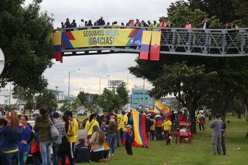 Miles de hinchas colombianos salieron a las calles de Bogotá para recibir a la Selección Colombia.