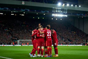 Liverpool celebrate their first goal of the night
