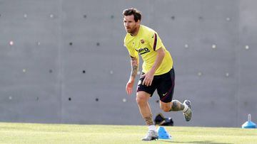 Messi, durante un entrenamiento con el Barcelona.