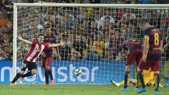 Aritz Aduriz scores against Barcelona in the Spanish Supercup. 