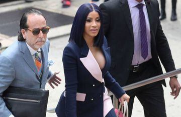 Cardi B ayer a su llegada a la Corte, en Nueva York.