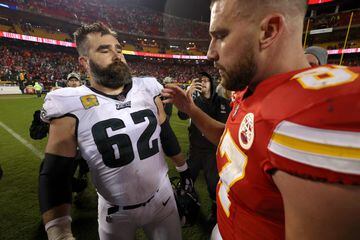 Music stars | Jason Kelce #62 of the Philadelphia Eagles and brother Travis Kelce #87 of the Kansas City Chiefs.