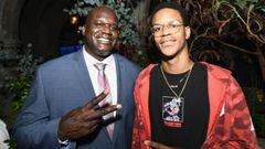 Shaquille O'Neal and his son, Shareef, who will play for the Lakers in the Summer League.