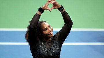Sep 2, 2022; Flushing, NY, USA; Serena Williams of the United States gestures to the crowd after a match against Ajla Tomljanovic of Australia on day five of the 2022 U.S. Open tennis tournament at USTA Billie Jean King Tennis Center. Mandatory Credit: Danielle Parhizkaran-USA TODAY Sports     TPX IMAGES OF THE DAY